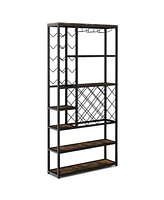 Slickblue Industrial Floor Wine Rack with 3 Rows of Stemware Racks