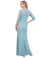 Eliza J Petite Lace 3/4-Sleeve Gown