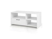 Slickblue Modern Media Console Table with 3 Open Compartments and 1 Storage Drawer-White