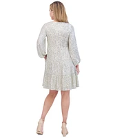 Eliza J Sequinned Tiered Fit & Flare Dress
