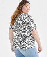 Style & Co Plus Size Printed Elbow-Sleeve Top, Created for Macy's