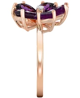 Rhodolite (3-1/2 ct. t.w.) & Diamond Accent Flower Ring in 14k Rose Gold-Plated Sterling Silver