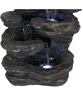 Sunnydaze Decor Polystone Rock Falls Waterfall Fountain with Led Lights - 24 in