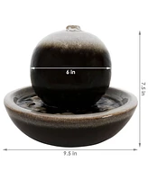 Sunnydaze Decor Modern Orb Ceramic Indoor Water Fountain - 7 in