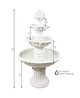 Sunnydaze Decor Fruit Top Fiberglass Outdoor 3-Tier Water Fountain - White