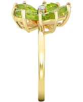 Peridot (3-1/2 ct. t.w.) & Diamond Accent Flower Ring in 14k Gold-Plated Sterling Silver