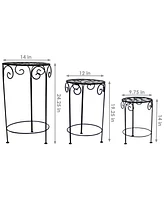 Sunnydaze Decor Black Iron 14 in, 19 in, 24 in Plant Stand with Scroll Design