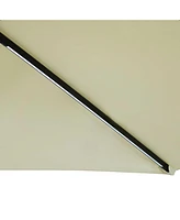 10-Foot Cantilever Umbrella with Solar LEDs - Polyester Shade/Steel Pole Air Vent and Cross Base Pale Buttercup