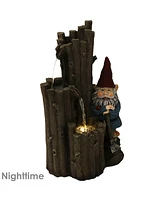 Sunnydaze Decor Resting Gnome Outdoor Water Fountain with Led Lights - 17 in