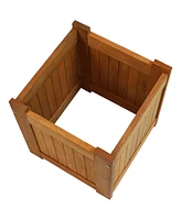 Sunnydaze Decor Meranti Wood 16-Inch Square Planter Box with Teak Oil Finish