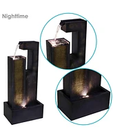 Sunnydaze Decor Cascading Tower Metal Water Fountain with Led Lights - 32 in