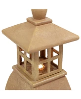 Sunnydaze Decor Asian Pagoda Resin Outdoor Water Fountain with Led Lights - 23 in