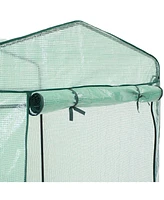 Sunnydaze Decor Large Steel Pe Cover Walk-In Greenhouse with 1 Shelf - Green