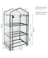 Sunnydaze Decor Steel Pvc Cover Mini Greenhouse with 3 Shelves/Zipper