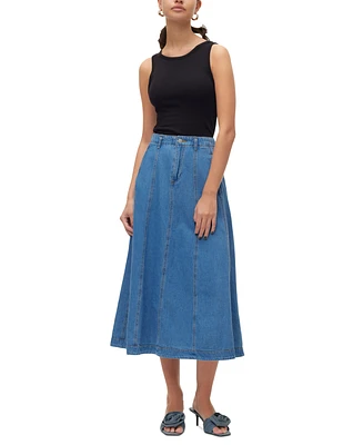 Vero Moda Women's Brynn Cotton Midi Denim Skirt