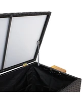 Outdoor Deck Storage Box - Weather-Resistant Outdoor Storage Bin with Handles - 75-Gallon Faux Wicker Package Delivery Box