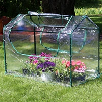 Outdoor Portable Mini Greenhouse Tent with 2 Zippered Side Doors and Iron Tube Frame - Clear