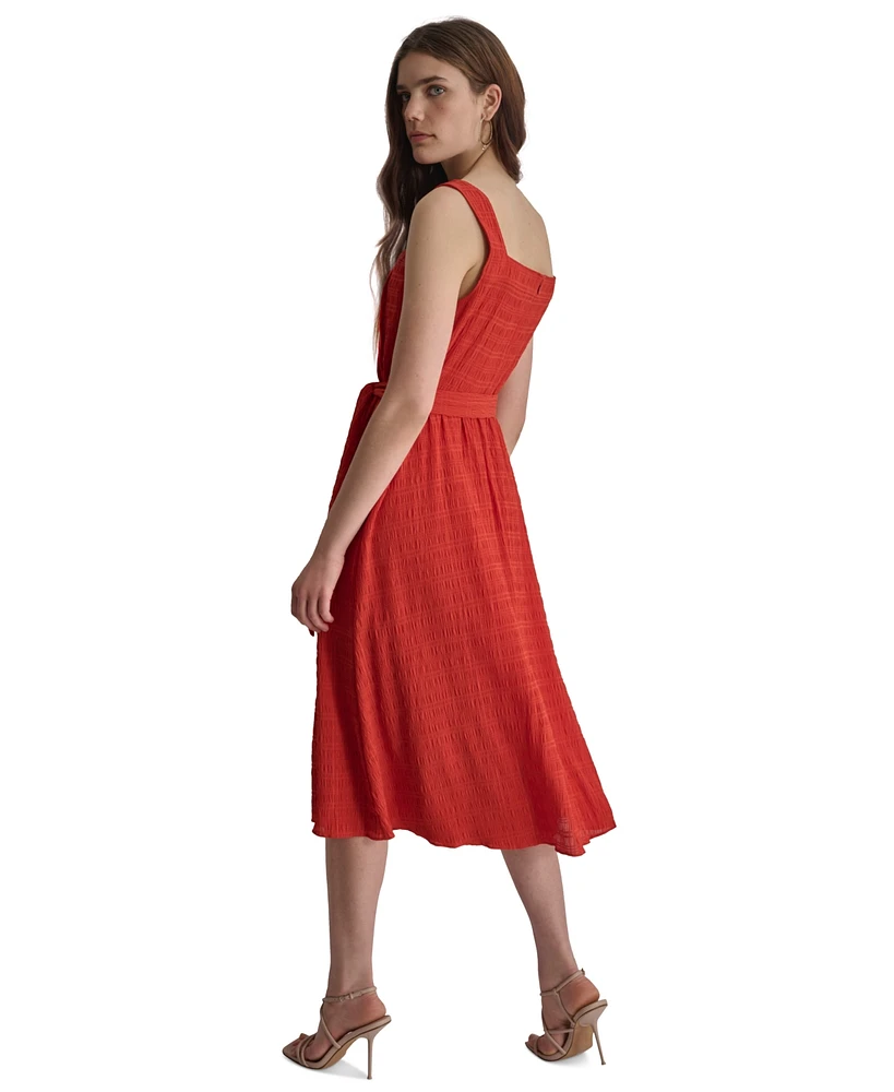 Dkny Women's Square-Neck Sleeveless Crinkle-Fabric Dress