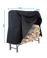 Sunnydaze Decor 4 ft Heavy-Duty Polyester Firewood Log Rack Cover - Black