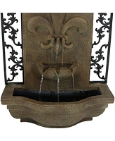 Sunnydaze Decor French Lily 33-Inch Polystone Outdoor Wall Water Fountain - Electric Submersible Pump