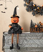 Glitzhome 30"H Halloween Fabric Dressed Pumpkin Sitter