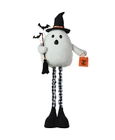 Glitzhome 38"H Lighted Halloween Fabric Ghost Standing Decor, With Telescoping Legs and Timer
