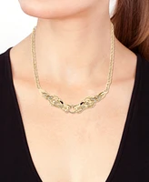 Effy Diamond (1/3 ct. t.w.) & Ruby (1/10 ct. t.w.) Two Dragon Head 17" Statement Necklace in 14k Gold