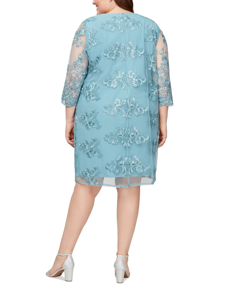 Alex Evenings Plus Embellished Faux-Jacket Shift Dress