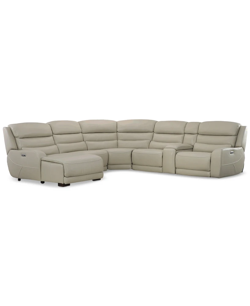 Blairesville -Pc. Leather Sectional & Chaise with Power Motion Chairs 1 Console