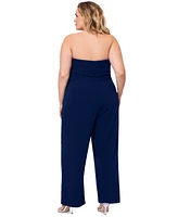 Betsy & Adam Plus Strapless Asymmetrical-Neck Jumpsuit