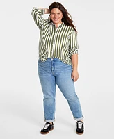 On 34th Trendy Plus Striped Button-Up Shirt, Created for Macy's