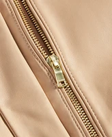 Cole Haan Women's Leather Zip-Front Collared Coat