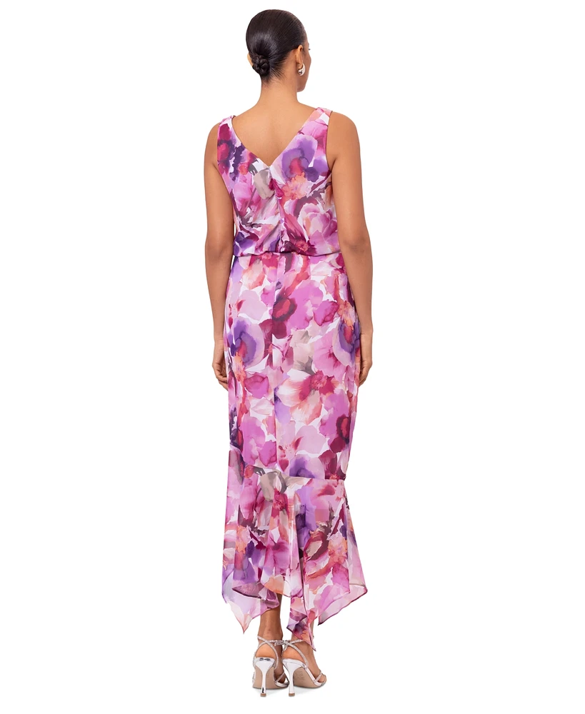 Xscape Women's Floral-Print Midi Dress