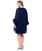 Xscape Plus Ruffle-Cuff Batwing-Sleeve Dress