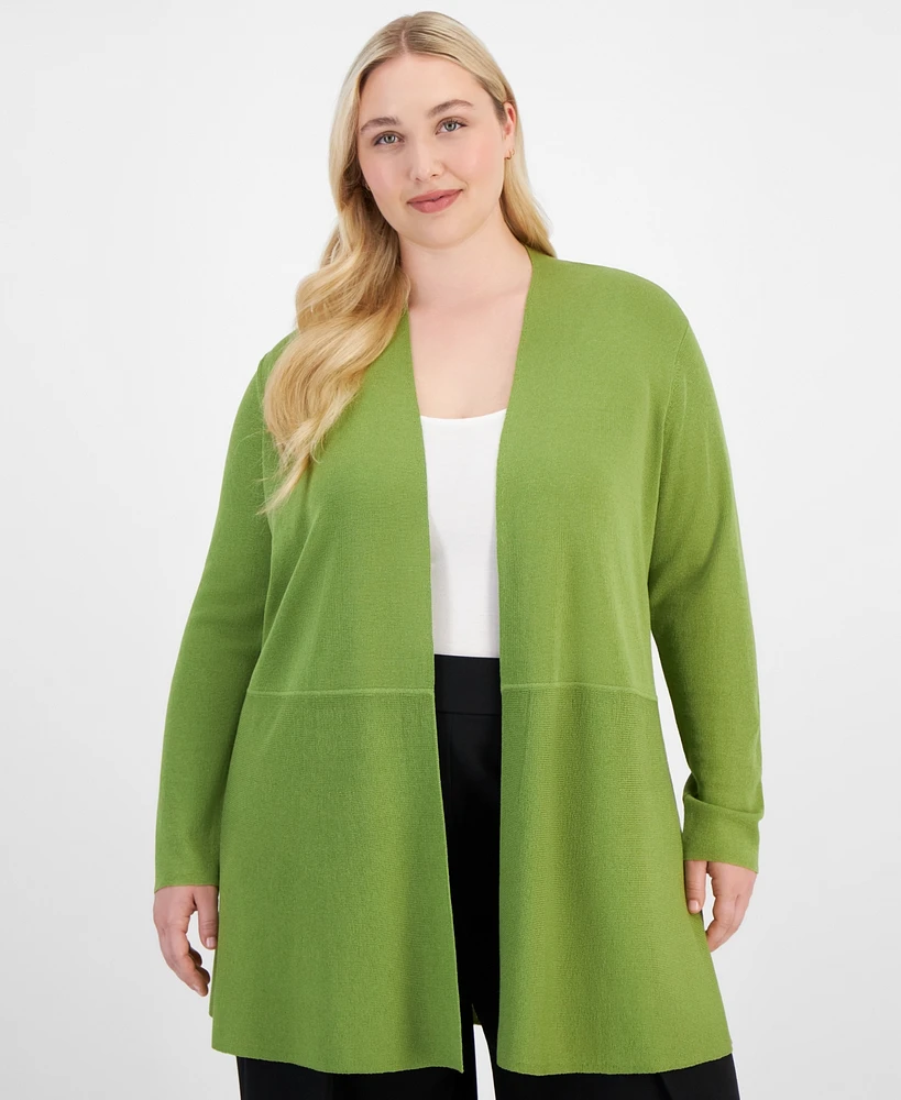 Anne Klein Plus Size Monterey Open-Front Cardigan