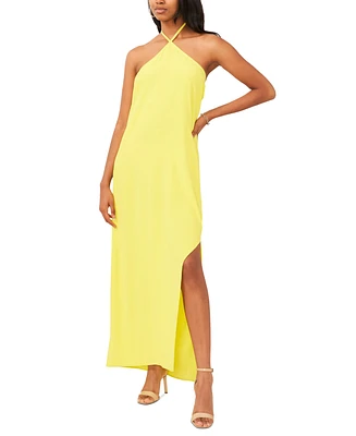 Vince Camuto Women's Asymmetrical Slit Halter Maxi Dress