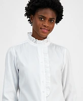 Anne Klein Women's Ruffled Cotton Blouse