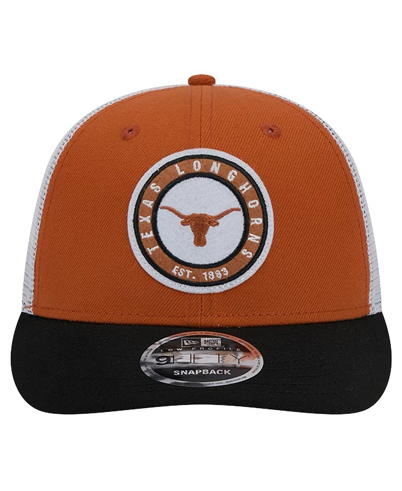 New Era Men's Texas Orange Texas Longhorns Throwback Circle Patch 9fifty Trucker Snapback Hat