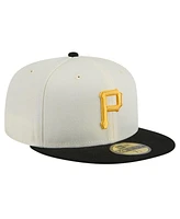 New Era Men's Cream Pittsburgh Pirates Evergreen Chrome 59Fifty Fitted Hat
