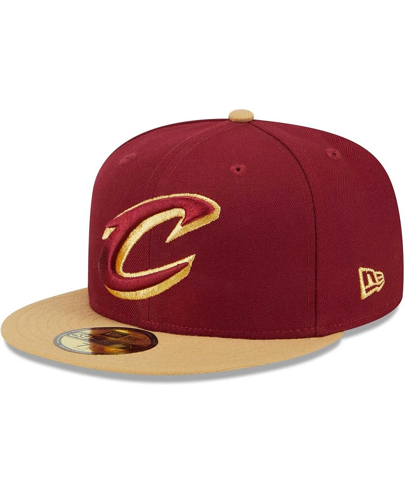 New Era Men's Wine/Gold Cleveland Cavaliers Gameday Gold Pop Stars 59Fifty Fitted Hat