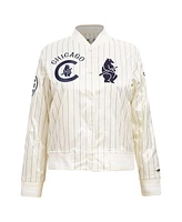 Pro Standard Men's Cream Chicago Cubs Cooperstown Collection Pinstripe Retro Classic Full-Button Satin Jacket