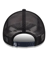 New Era Men's White/Navy New York Yankees Stacked A-Frame Trucker 9Forty Adjustable Hat