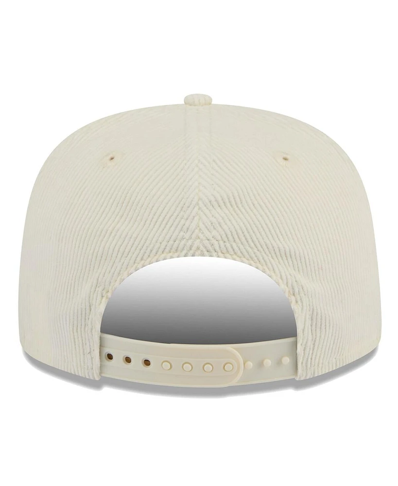 New Era Men's Cream Los Angeles Lakers Team Bar Lightweight Corduroy Golfer Snapback Hat