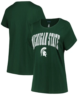Profile Women's Green Michigan State Spartans Plus Size Arch Over Logo Scoop Neck T-Shirt