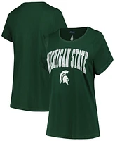 Profile Women's Green Michigan State Spartans Plus Size Arch Over Logo Scoop Neck T-Shirt