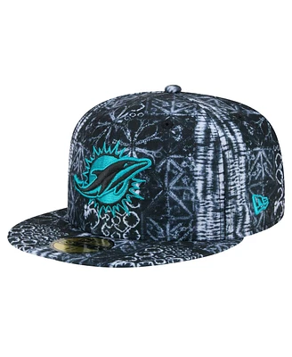 New Era Men's Black Miami Dolphins Shibori 59Fifty Fitted Hat