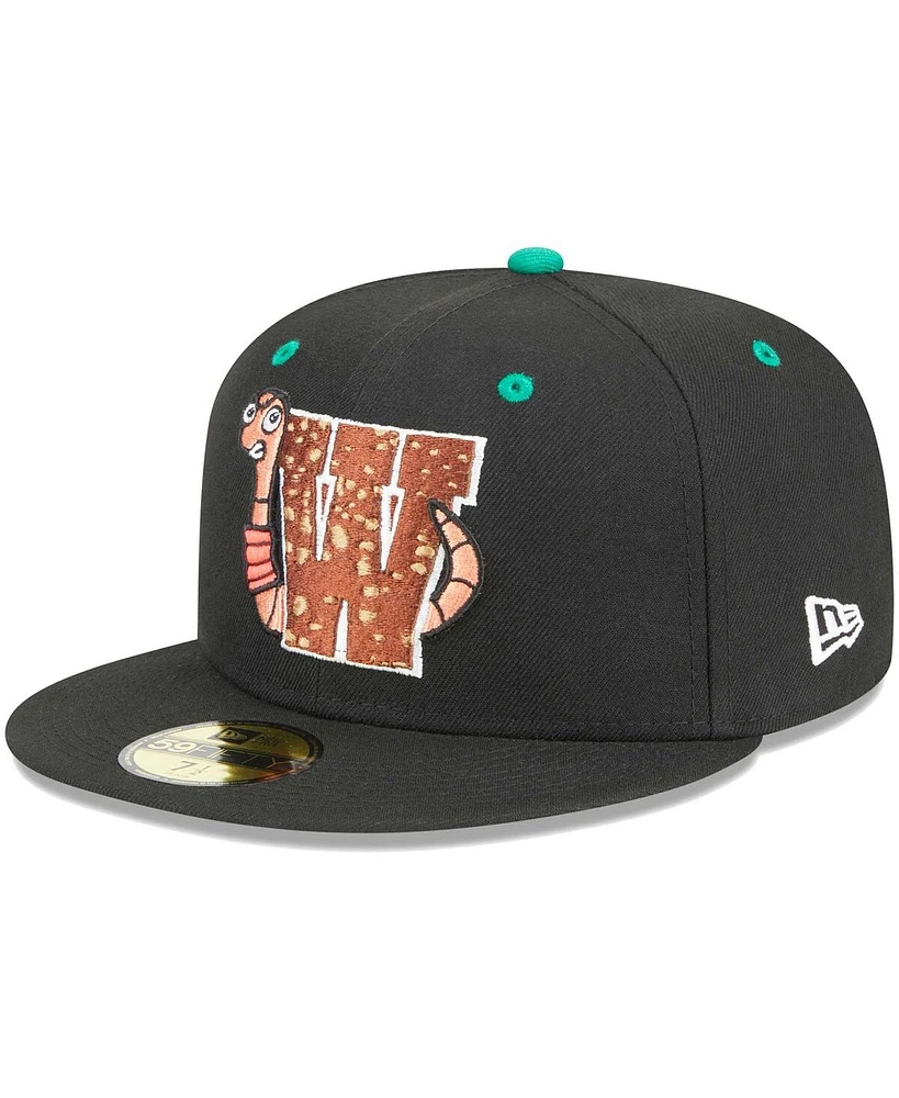 New Era Men's Black Worcester Red Sox Theme Nights Wicked Worms of 59Fifty Fitted Hat