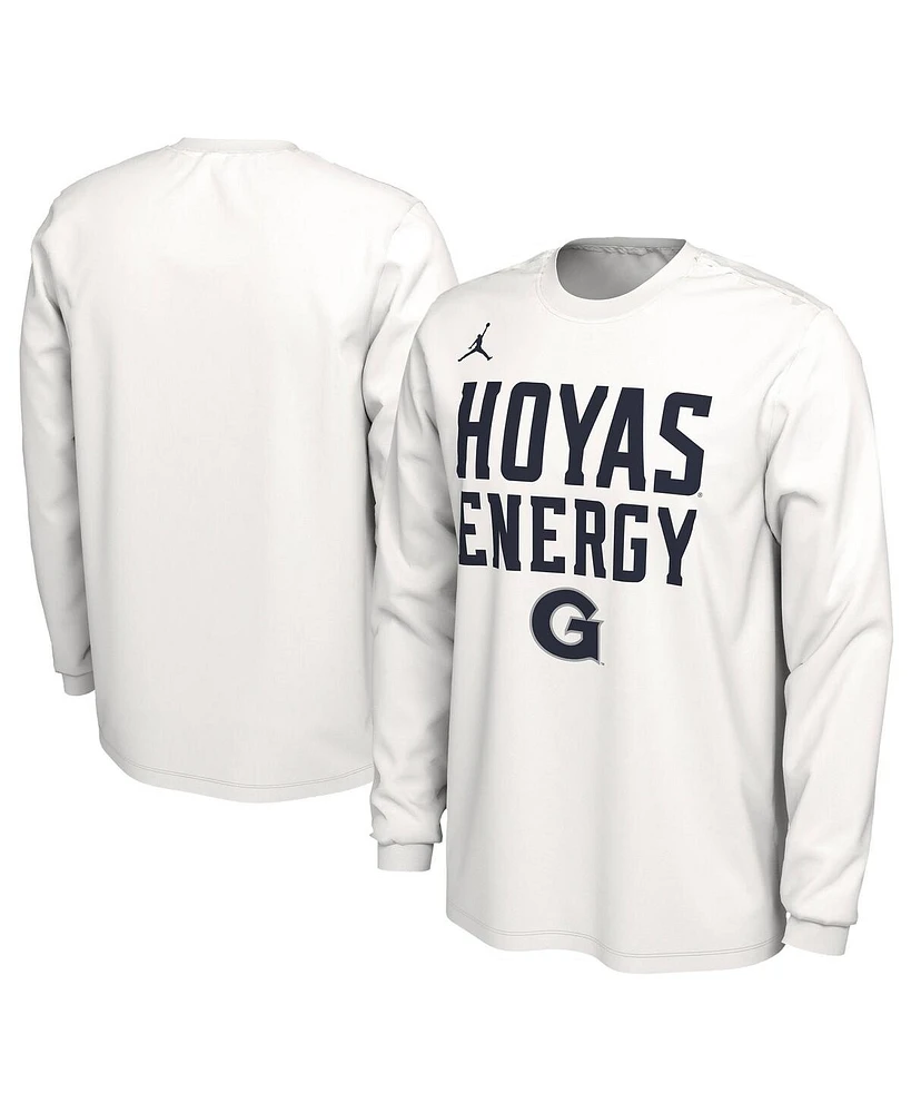 Jordan Brand Unisex White Georgetown Hoyas 2024 On-Court Bench Energy Long Sleeve T-Shirt