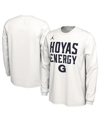 Jordan Brand Unisex White Georgetown Hoyas 2024 On-Court Bench Energy Long Sleeve T-Shirt