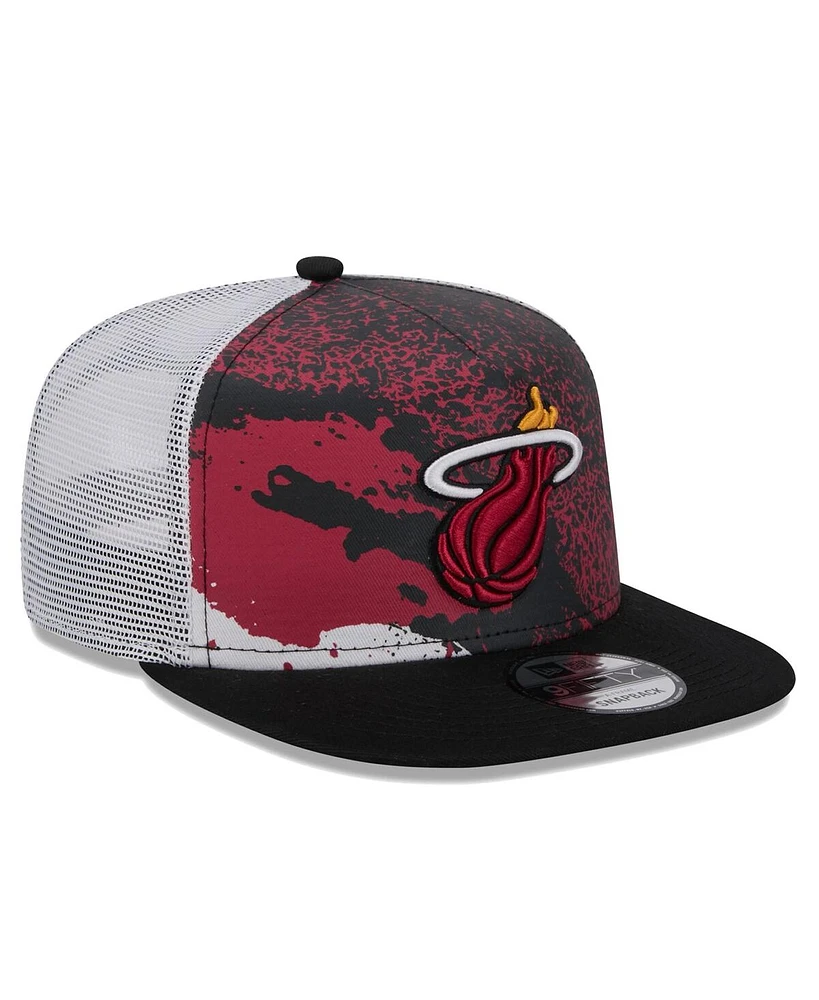 New Era Men's Black Miami Heat Court Sport Speckle 9fifty Snapback Hat